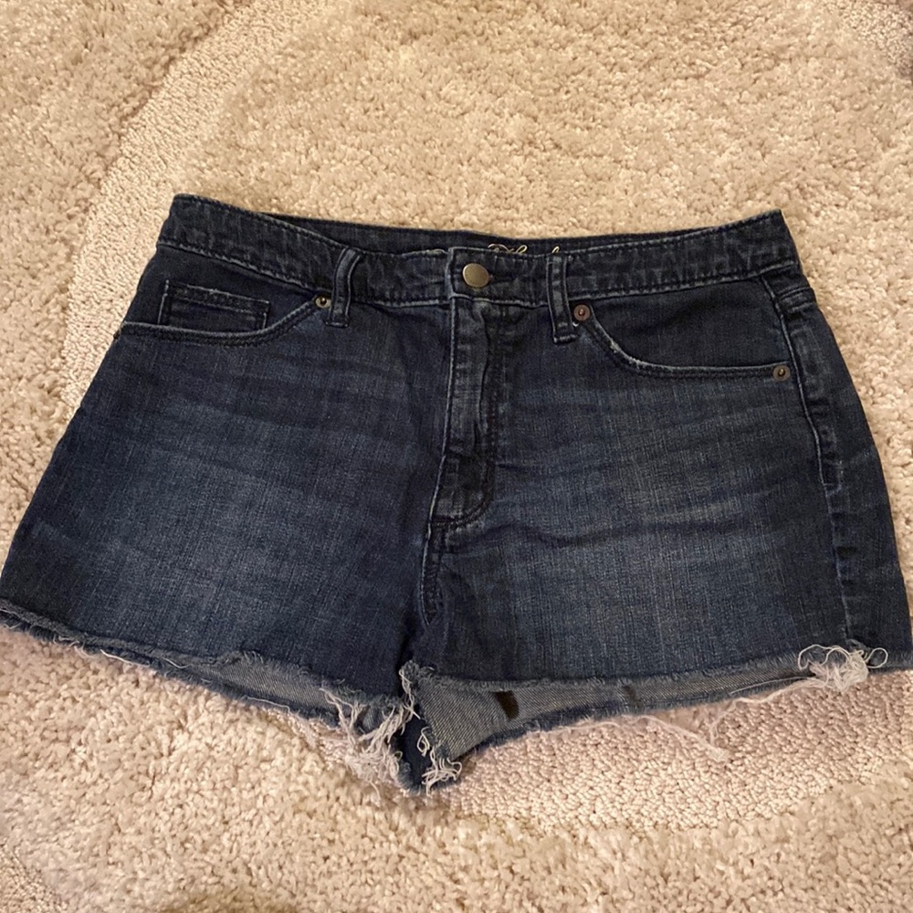Distressed denim shorts